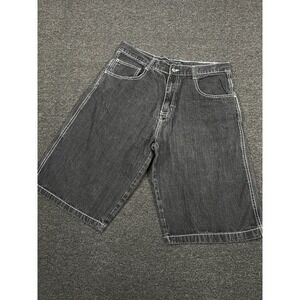 Vintage Southpole Baggy Denim Shorts Men's 38 (Fits 35) Black Wide Leg 14"